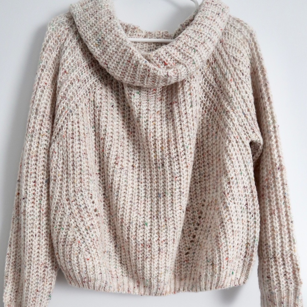 Moon & Madison Confetti Cowl Neck Sweater